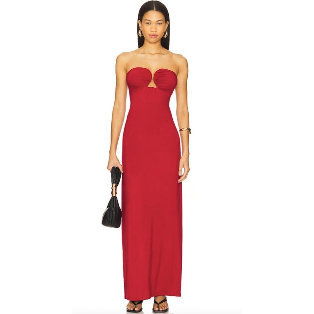 Amanda Uprichard Saladana Maxi Dress Medium Carnelian Red NEW NWOT